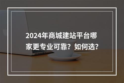 2024年商城建站平台哪家更专业可靠？如何选？