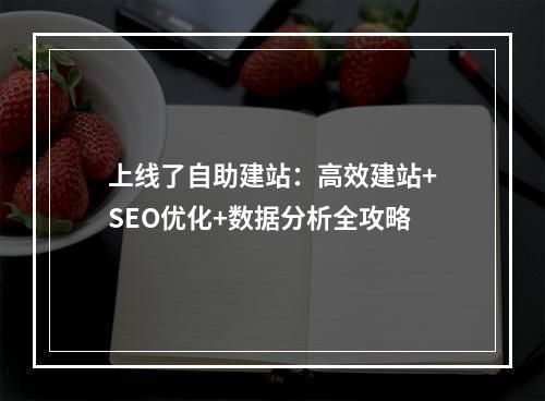 上线了自助建站：高效建站+SEO优化+数据分析全攻略