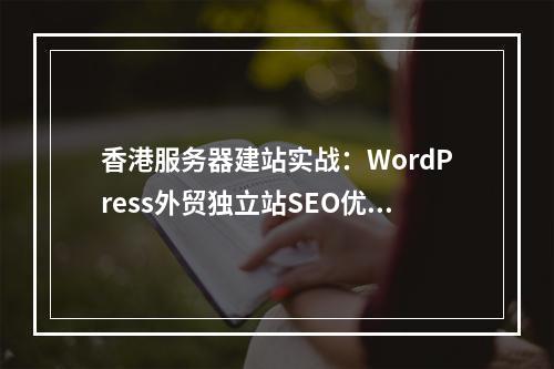 香港服务器建站实战：WordPress外贸独立站SEO优化指南