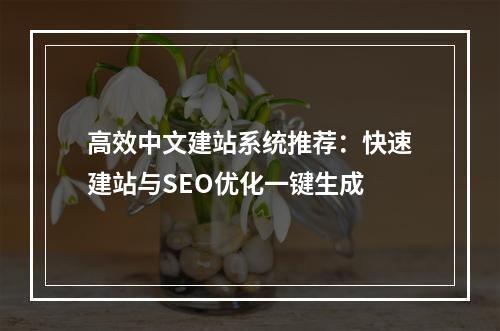 高效中文建站系统推荐：快速建站与SEO优化一键生成
