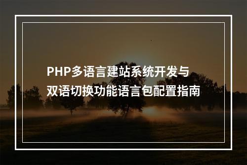 PHP多语言建站系统开发与双语切换功能语言包配置指南