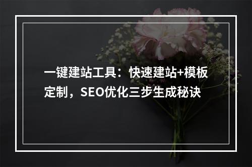一键建站工具：快速建站+模板定制，SEO优化三步生成秘诀