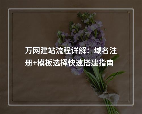 万网建站流程详解：域名注册+模板选择快速搭建指南