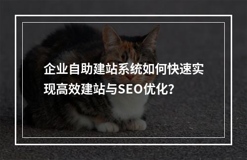 企业自助建站系统如何快速实现高效建站与SEO优化？