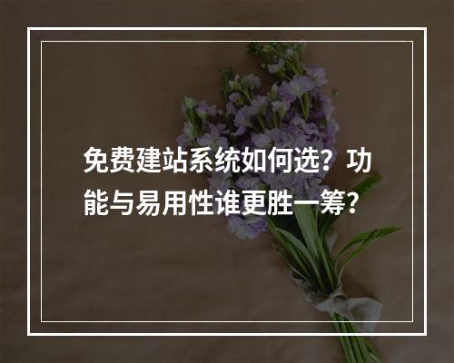免费建站系统如何选？功能与易用性谁更胜一筹？