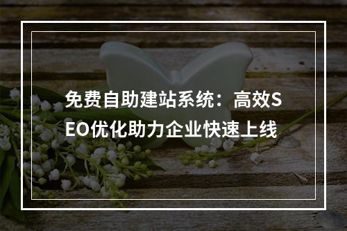免费自助建站系统：高效SEO优化助力企业快速上线