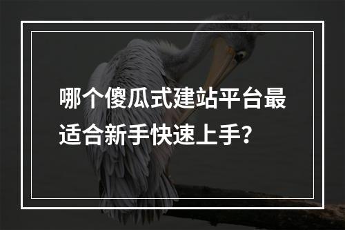 哪个傻瓜式建站平台最适合新手快速上手？