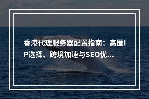 香港代理服务器配置指南：高匿IP选择、跨境加速与SEO优化技巧