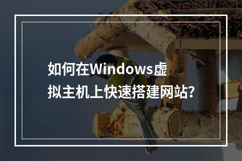 如何在Windows虚拟主机上快速搭建网站？