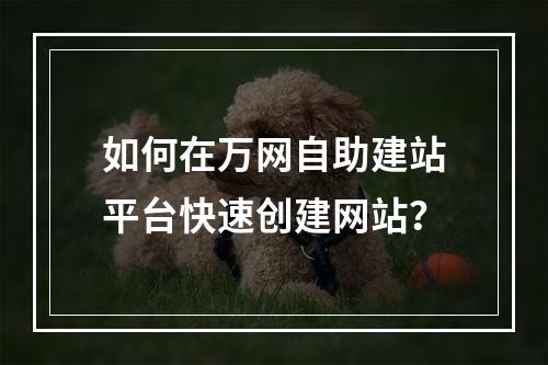 如何在万网自助建站平台快速创建网站？