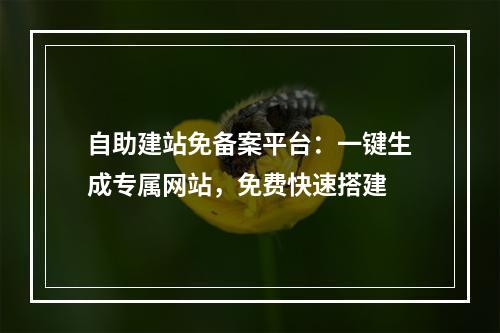 自助建站免备案平台：一键生成专属网站，免费快速搭建