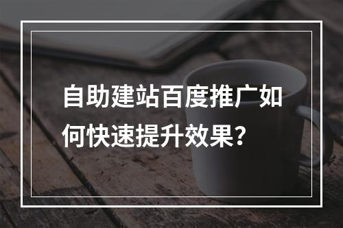自助建站百度推广如何快速提升效果？