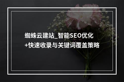 蜘蛛云建站_智能SEO优化+快速收录与关键词覆盖策略