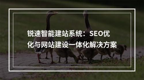 锐速智能建站系统：SEO优化与网站建设一体化解决方案