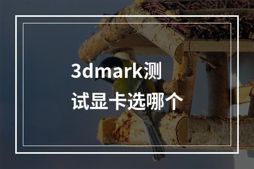 3dmark测试显卡选哪个