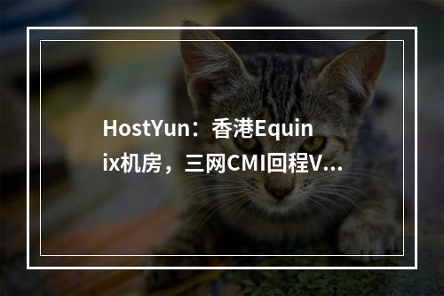 HostYun:香港Equinix机房,三网CMI回程VPS,月付36元起,2Gbps~10Gbps大带宽VPS