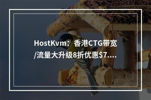 HostKvm:香港CTG带宽/流量大升级8折优惠$7.6/月起,2G内存/40G硬盘/30M带宽