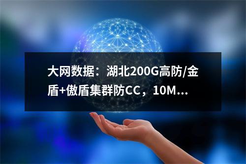 大网数据:湖北200G高防/金盾+傲盾集群防CC,10M带宽高防云仅需68元,湖北独服高防服务器仅需210元/月