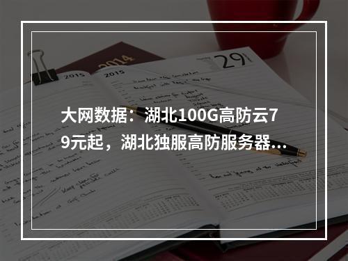 大网数据:湖北100G高防云79元起,湖北独服高防服务器仅需330元/月,32核/32G内存/480gSSD/50M带宽