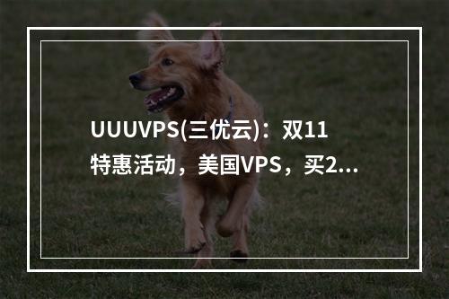 UUUVPS(三优云):双11特惠活动,美国VPS,买2年送1年,低至91元/年,香港CN2 VPS低至182元/年(原生IP、解锁流媒体、解锁TIKTOK、N