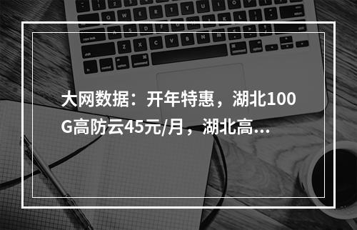大网数据:开年特惠,湖北100G高防云45元/月,湖北高配100G高防云150元/月,湖北独服仅需210元(50M带宽+200G高防)