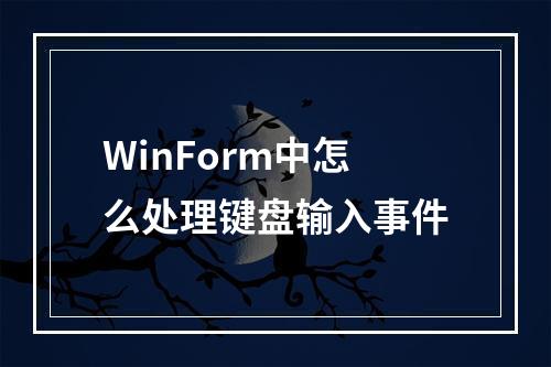 WinForm中怎么处理键盘输入事件