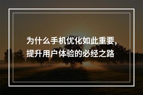为什么手机优化如此重要,提升用户体验的必经之路