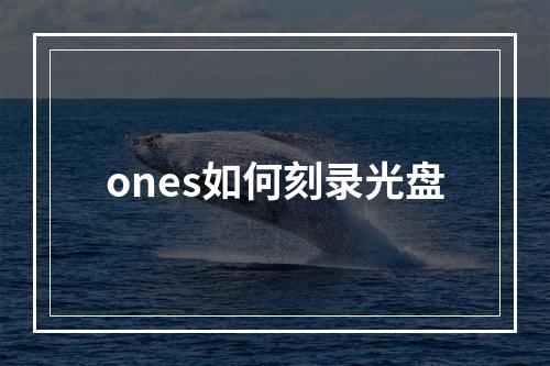 ones如何刻录光盘