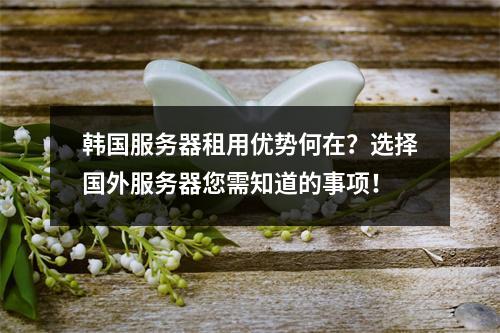 韩国服务器租用优势何在?选择国外服务器您需知道的事项!