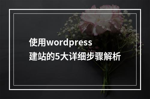 使用wordpress建站的5大详细步骤解析