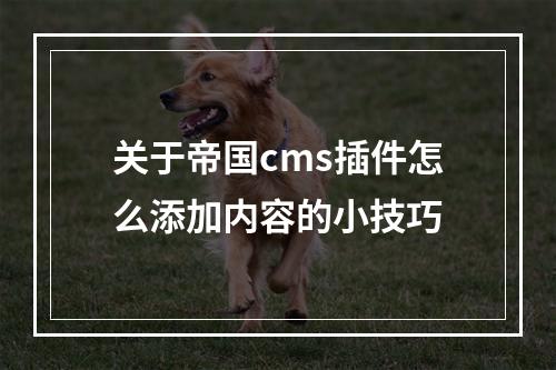 关于帝国cms插件怎么添加内容的小技巧