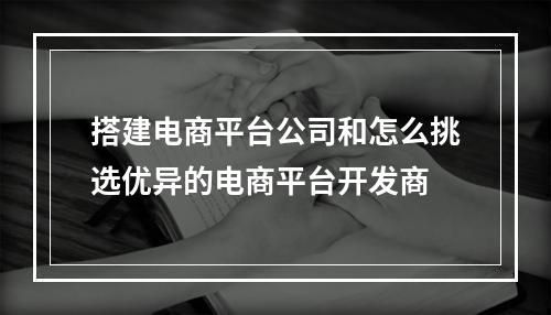 搭建电商平台公司和怎么挑选优异的电商平台开发商