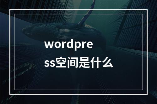 wordpress空间是什么