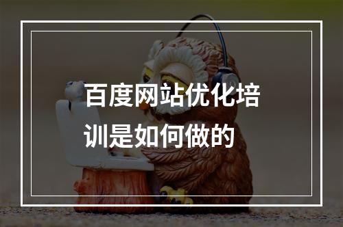 百度网站优化培训是如何做的