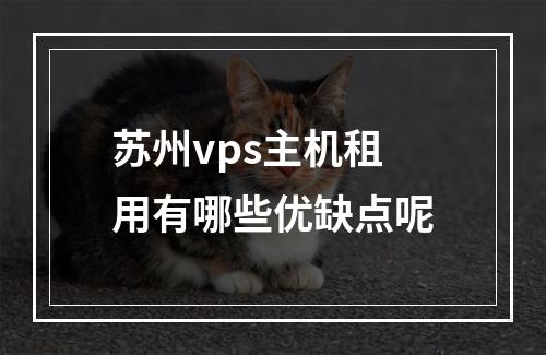 苏州vps主机租用有哪些优缺点呢