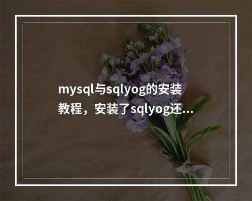 mysql与sqlyog的安装教程,安装了sqlyog还要安装mysql吗(安装sqlyog之前需要安装mysql吗?)