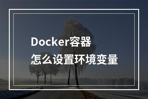 Docker容器怎么设置环境变量