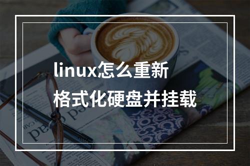 linux怎么重新格式化硬盘并挂载