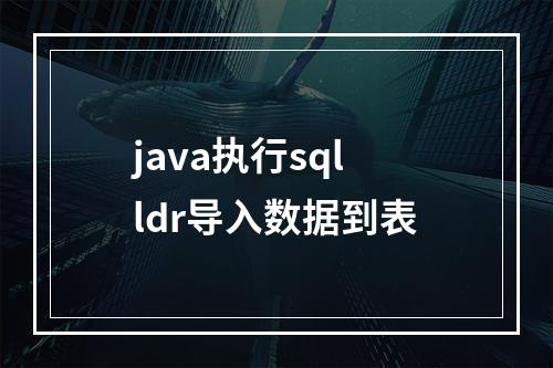 java执行sqlldr导入数据到表