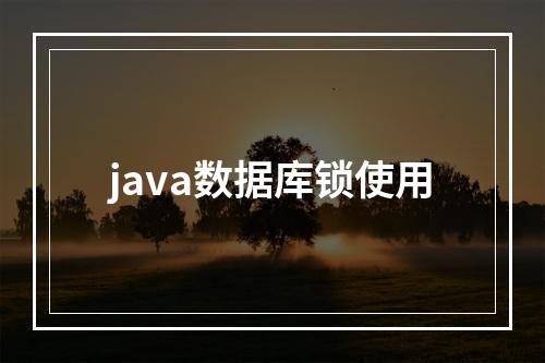 java数据库锁使用