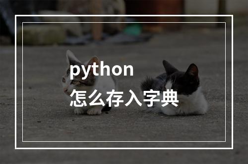 python怎么存入字典
