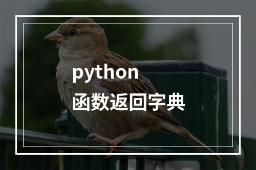 python 函数返回字典