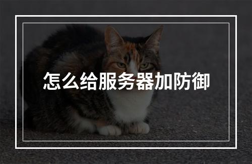 怎么给服务器加防御