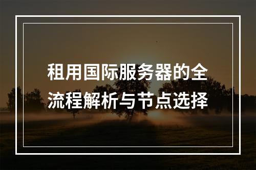 租用国际服务器的全流程解析与节点选择