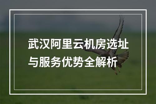 武汉阿里云机房选址与服务优势全解析