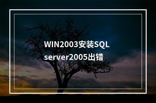 WIN2003安装SQL server2005出错