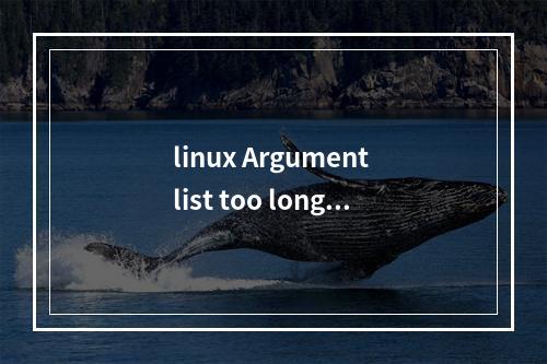 linux Argument list too long错误解决方法