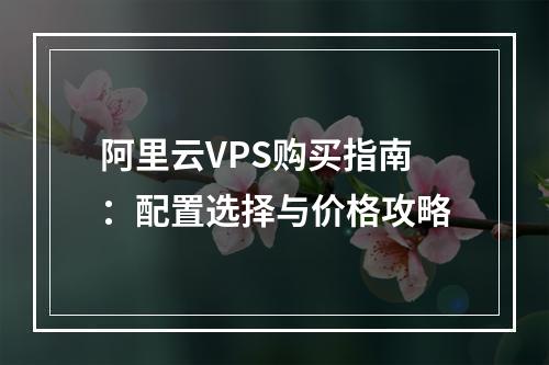 阿里云VPS购买指南：配置选择与价格攻略