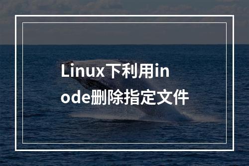 Linux下利用inode删除指定文件