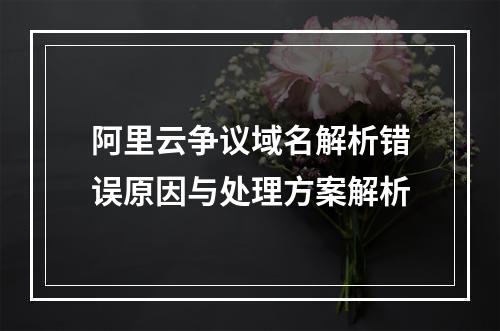 阿里云争议域名解析错误原因与处理方案解析